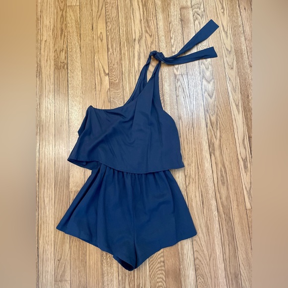Lulus Navy Destined For Chicness One Shoulder Romper - Picture 4 of 5